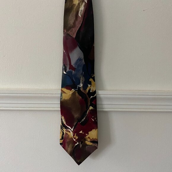 Pierre Cardin 100% Silk Abstract Watercolor Tie‎ - Picture 1 of 4